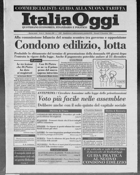 Italia oggi : quotidiano di economia finanza e politica